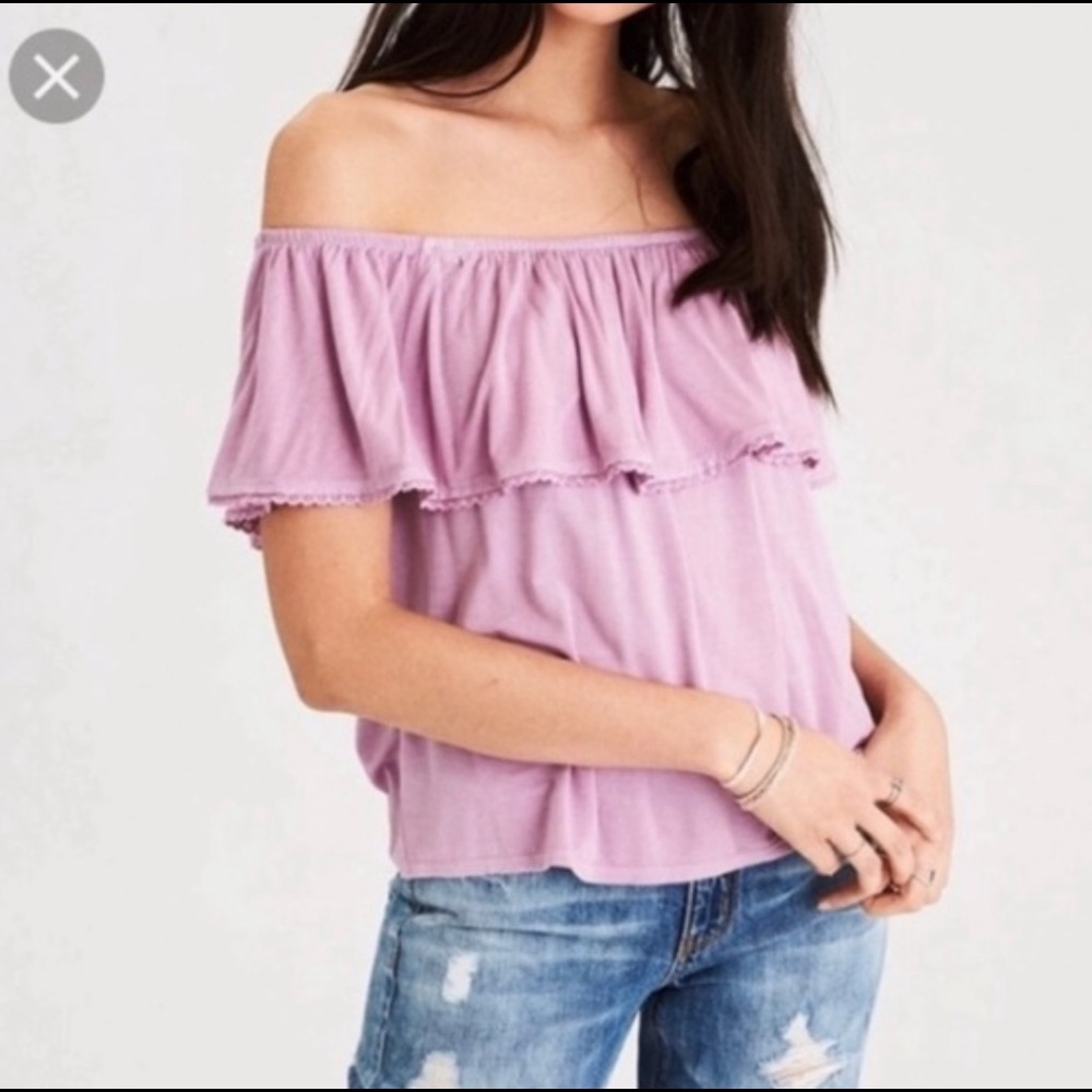American Eagle Outfitters Lilac Off the Shoulder Soft and Sexy Top